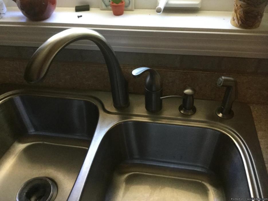 Kohler stainless kitchen sink and faucet