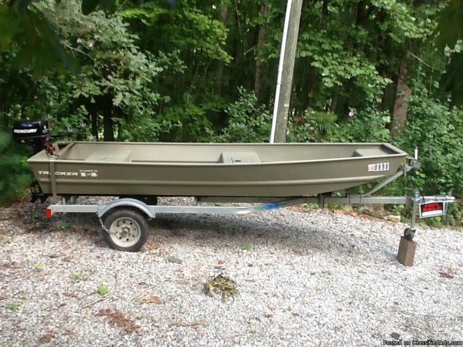 Jon Boat, trailer and motor
