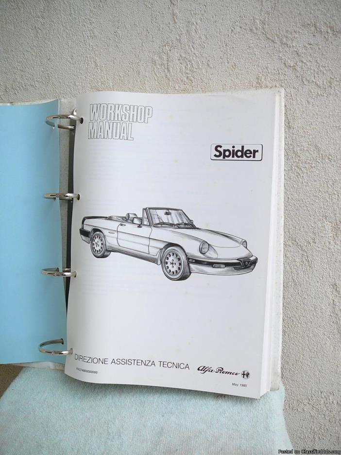 ALFA ROMEO –  1985  Spider, Veloce, Graduate  Workshop Manual, 2