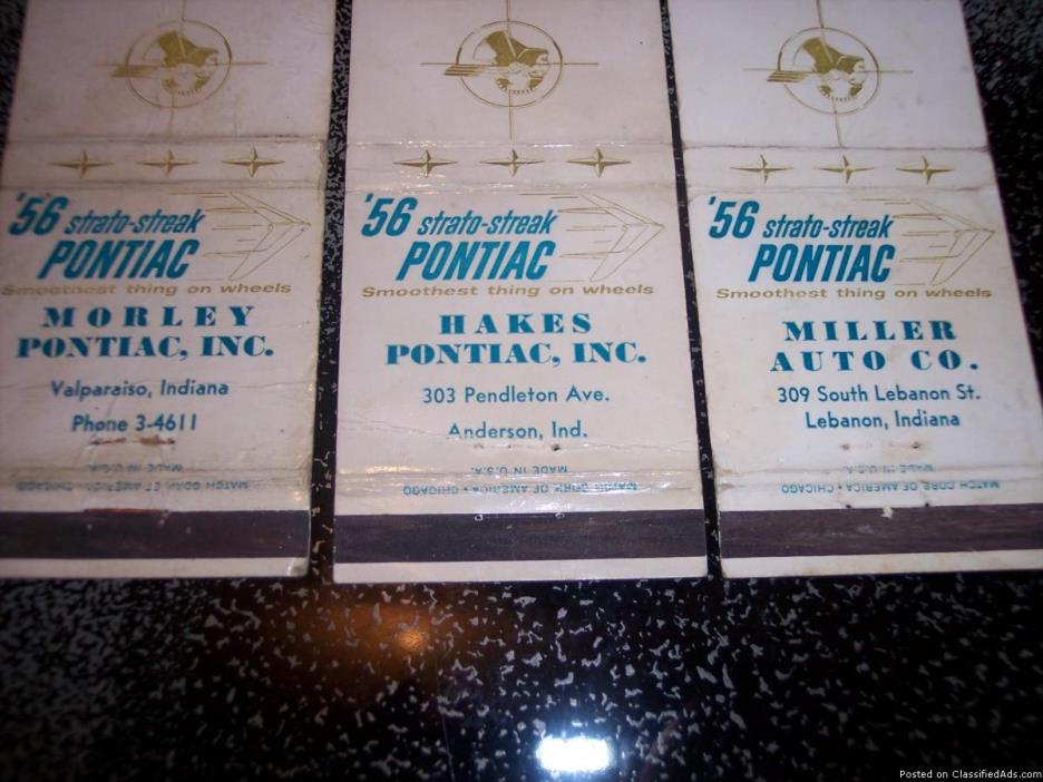 1951 56 57 59 Pontiac Matchbook Covers, 1
