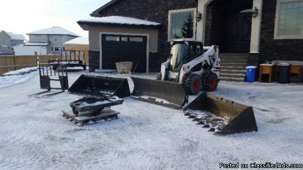 2012 Bobcat S650 Skid Steer + 16Ft Dump Trailer and 5 attachments For Sale