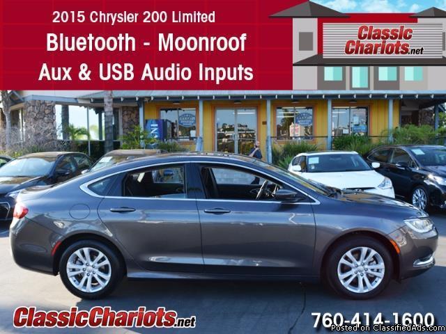 Used 2015 Chrysler 200 Limited with Bluetooth, Moonroof, and USB Input for Sale...