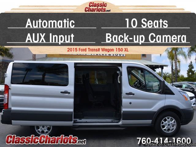 Used Passenger Van Near Me – 2015 Ford Transit 150 XLT with 10 Seats, Back-up...