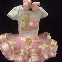 BIRTHDAY OUTFIT tutu set pink and gold western, 1
