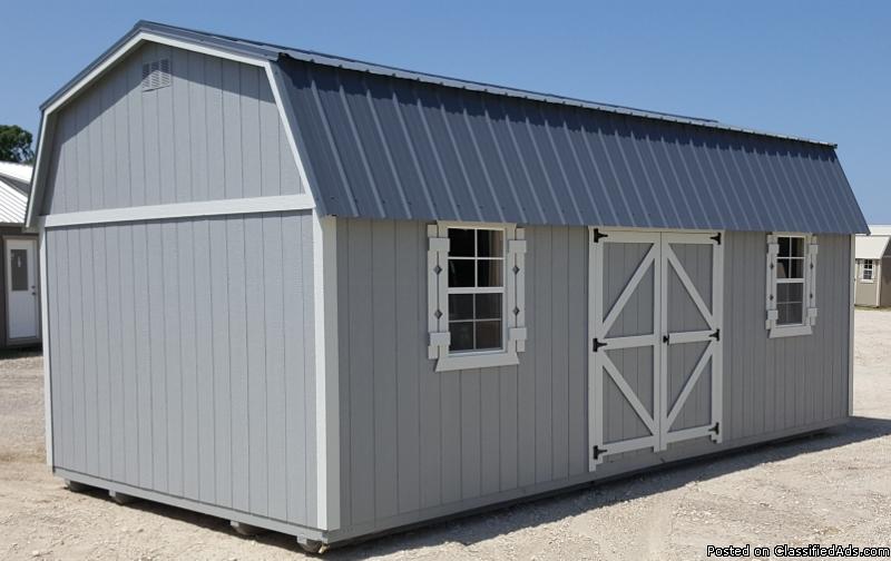 Gray and White Side Lofted Barn 12'x24' Storage Shed Utility Shed, 1