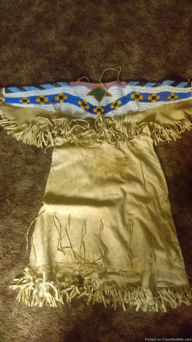 Vintage leather and beaded indian dress