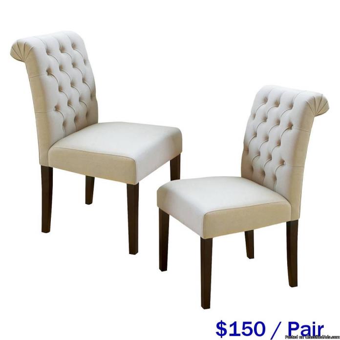 IVORY ROLL TOP DINING CHAIRS, 0