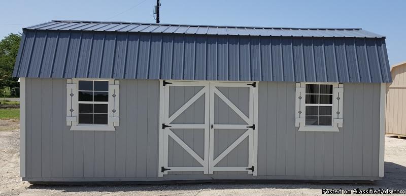 Gray and White Side Lofted Barn 12'x24' Storage Shed Utility Shed, 0