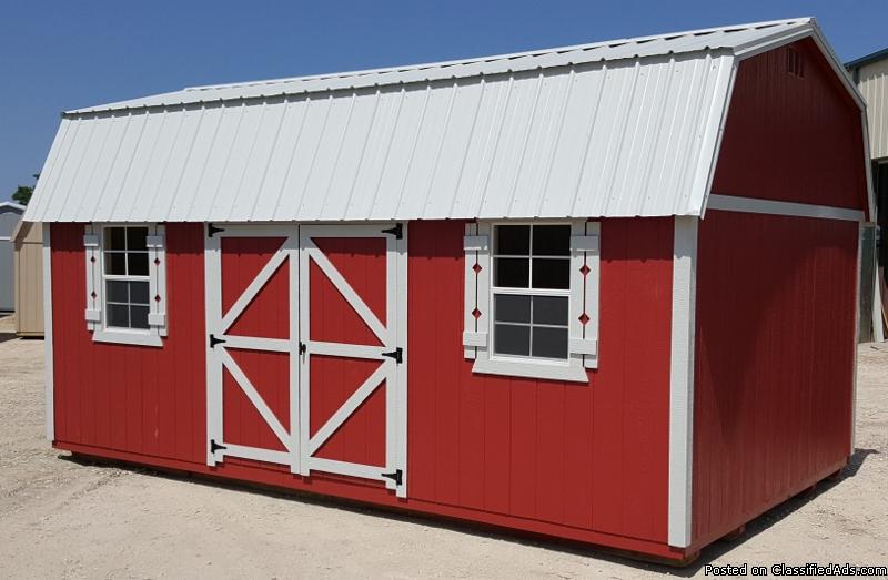 Barn Red and White 12'x20' Side Lofted Storage Shed, 1