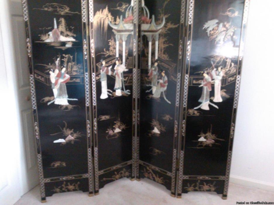 Vintage Asian 2 SIDED  Panel Screen, 2