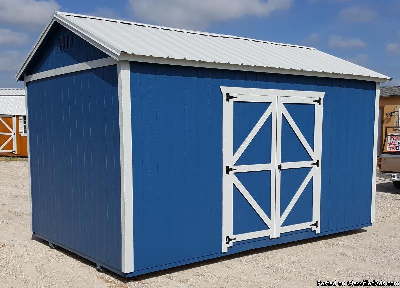 Blue with White Trim,12'x16' Standard Utility Shed, 1
