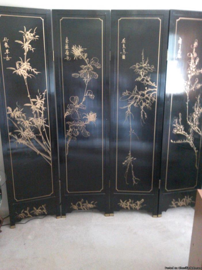 Vintage Asian 2 SIDED  Panel Screen, 1