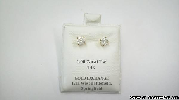 1.00 Carat Tw Diamond Stud Earrings, 0