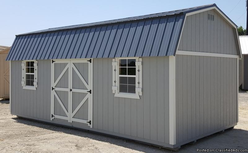 Gray and White Side Lofted Barn 12'x24' Storage Shed Utility Shed, 2