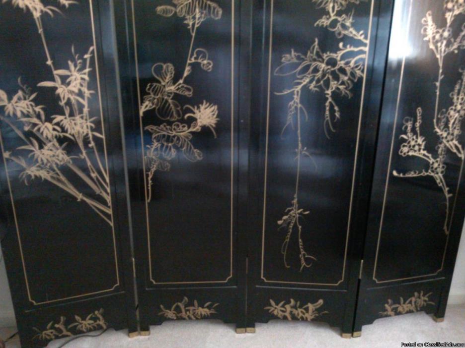 Vintage Asian 2 SIDED  Panel Screen, 0