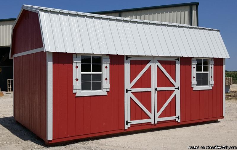 Barn Red and White 12'x20' Side Lofted Storage Shed, 2