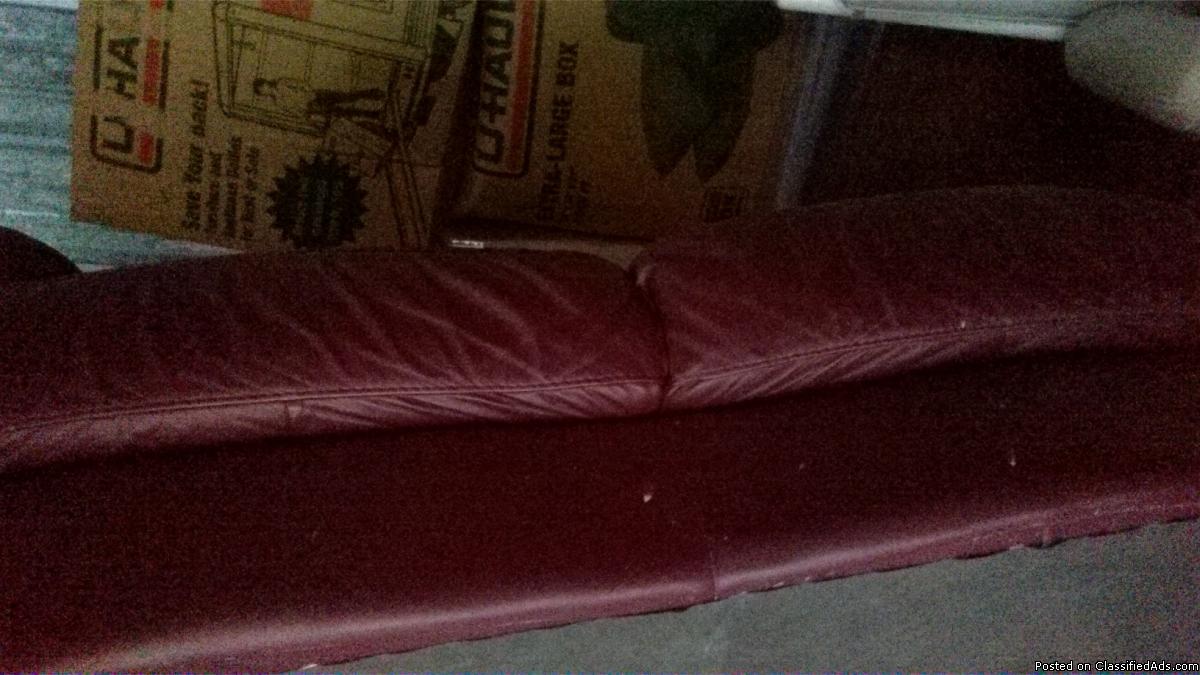 burgundy leather couch