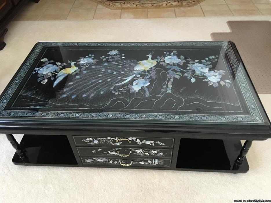 Black Laquer Mother of Pearl Asian Furniture