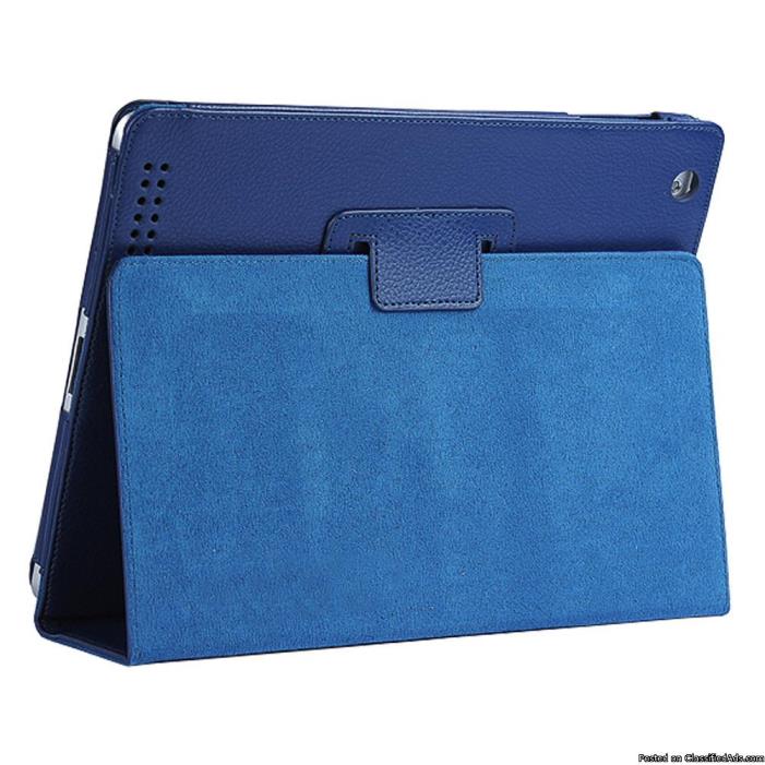 Stylish iPad Case iPad 2/3/4 Drop Resistance Protective Cover Support Dark Blue, 0