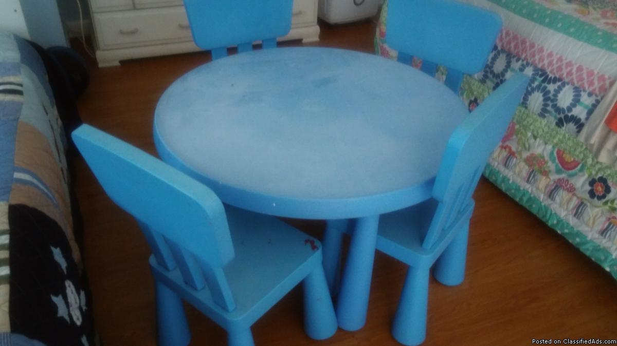 KIDS IKEA TABLE AND CHAIR SET, 1