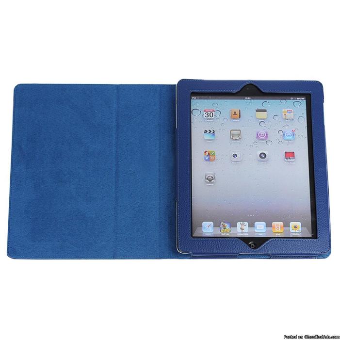 Stylish iPad Case iPad 2/3/4 Drop Resistance Protective Cover Support Dark Blue, 1