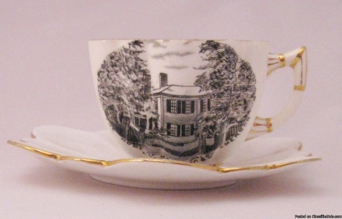 1898 Americana Historic Rare Antique Emerson Foley Tea Cup & Scallop Saucer, 1