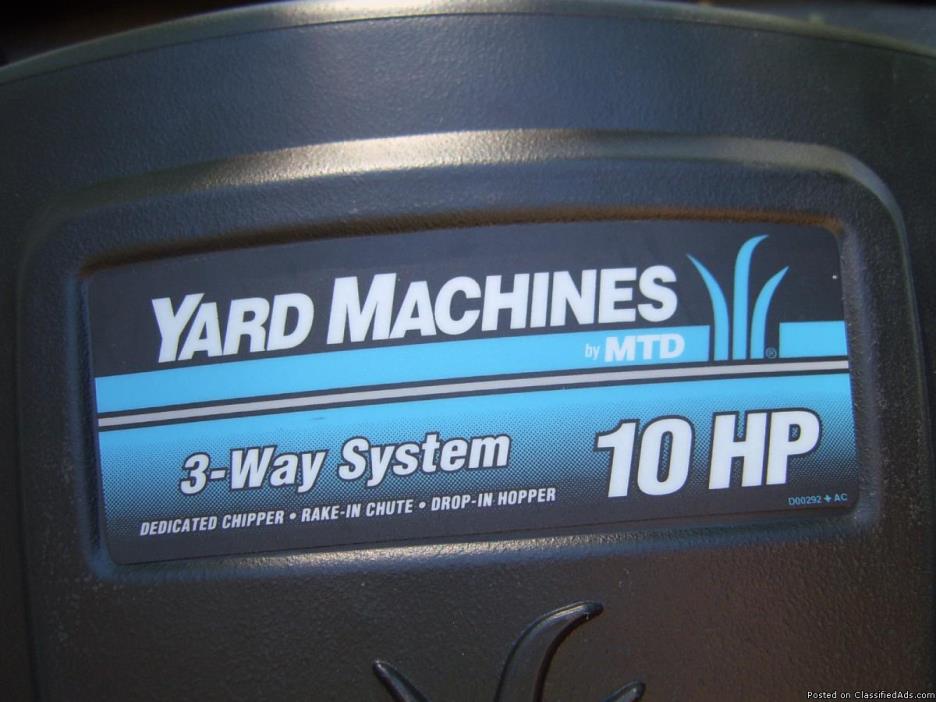 yard machines 3-SYSTEM Dedicaded chipper. rake in chute Drop In Hopper, 1