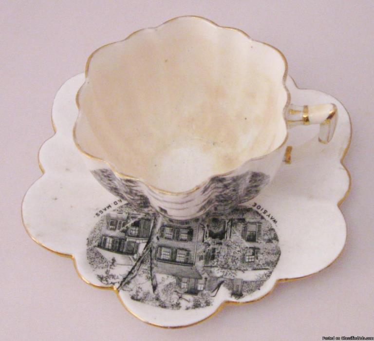 1898 Americana Historic Rare Antique Emerson Foley Tea Cup & Scallop Saucer, 2
