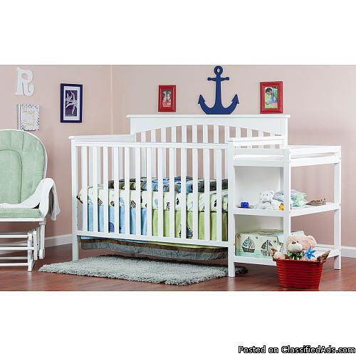 5 in 1 convertible crib and changing table combo., 0