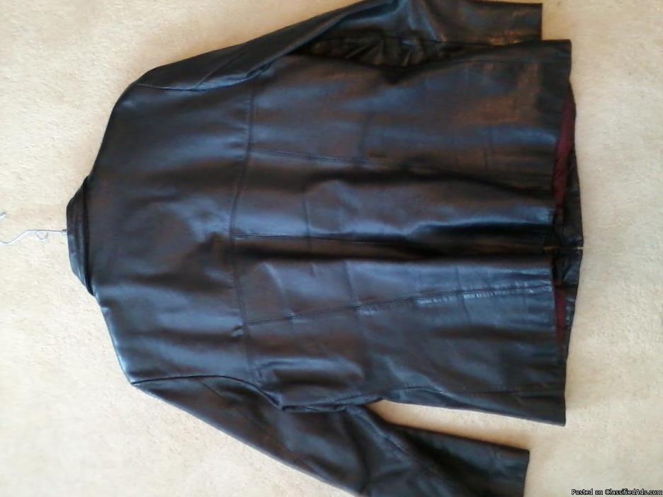 Women's Black Leather Fitted Jacket made by Wilson's Leather, 1