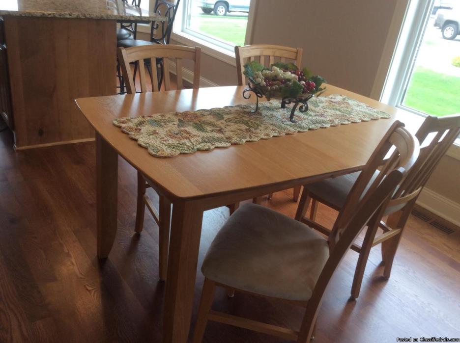 low price Candel natural oak table and chairs with leaf