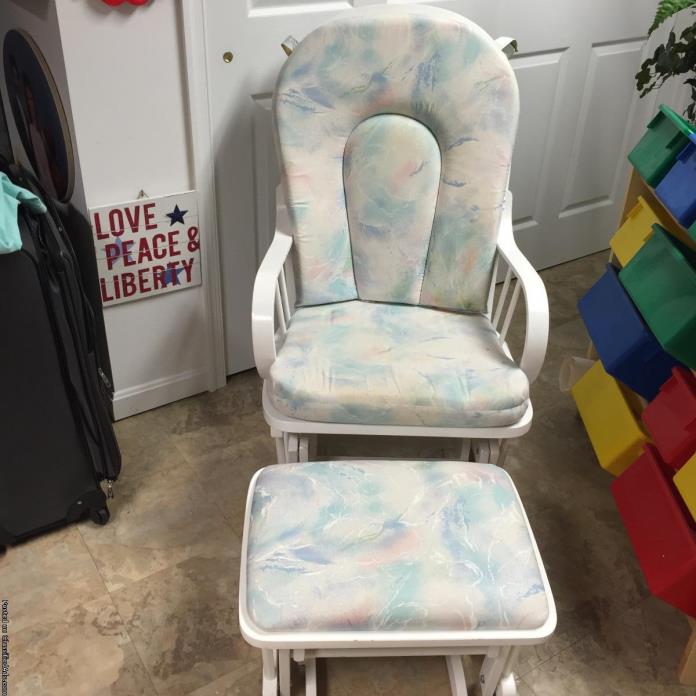White Rocking Chair and Ottoman