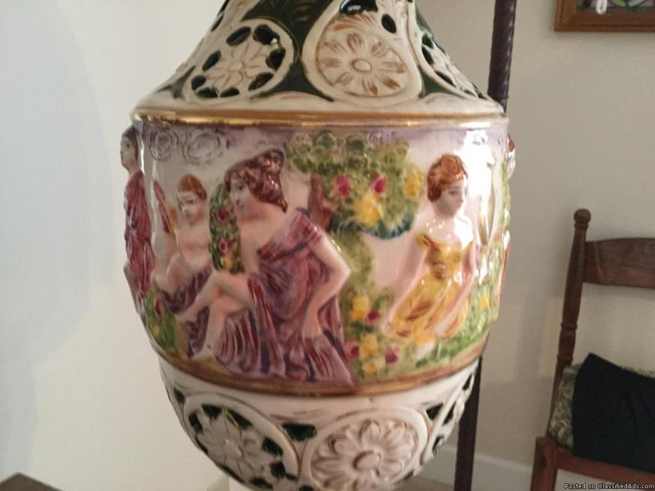 Antique hand painted porcelain lamp, 0