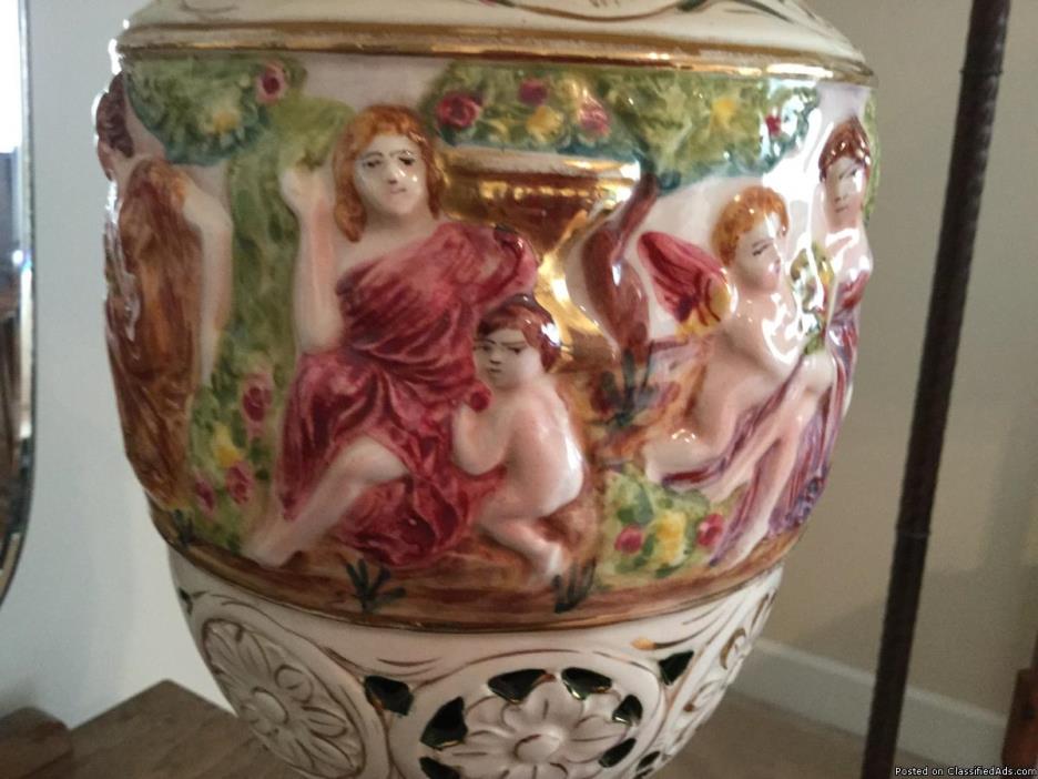 Antique hand painted porcelain lamp, 2