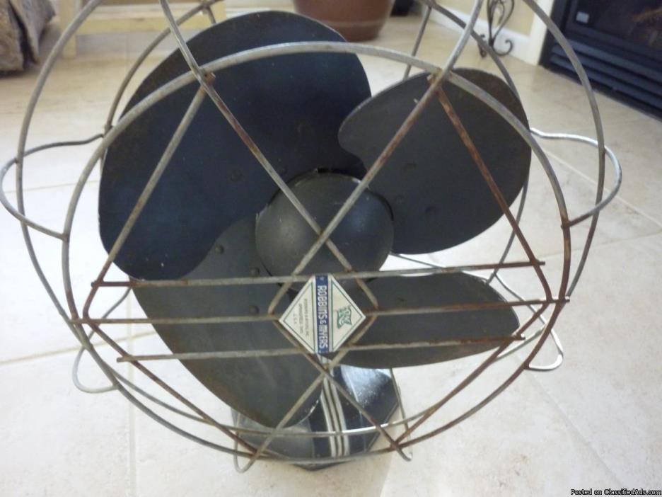 Antique Robbins & Myers Oscillating 4-Blade Electric Fan Works!, 2