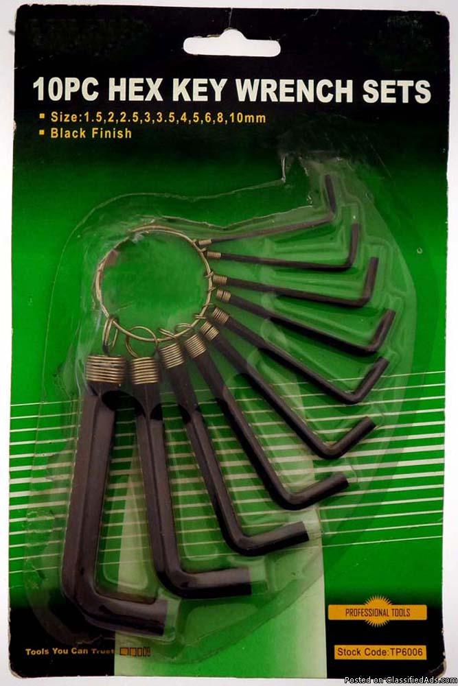 10 Piece Metric Hex Key Wrench Set 1.5-10 MM, 0