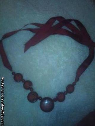 New ~ red colored ribbon necklace