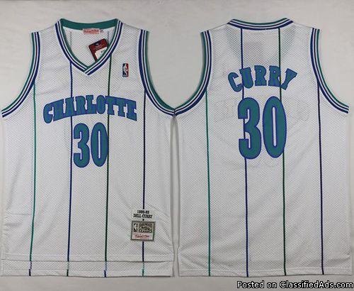 Mitchell And Ness Charlotte Hornets #30 Dell Curry White Throwback Stitched NBA..., 0