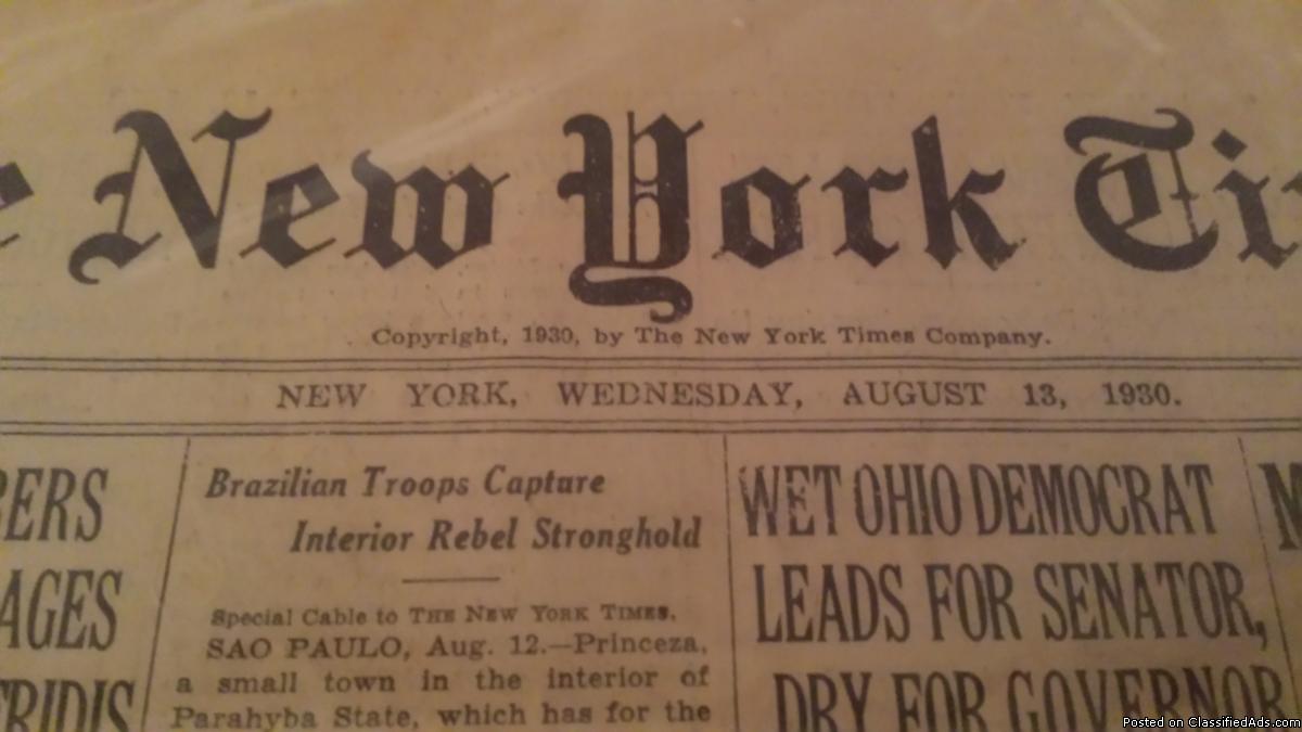 1939 New York Times Newspaper