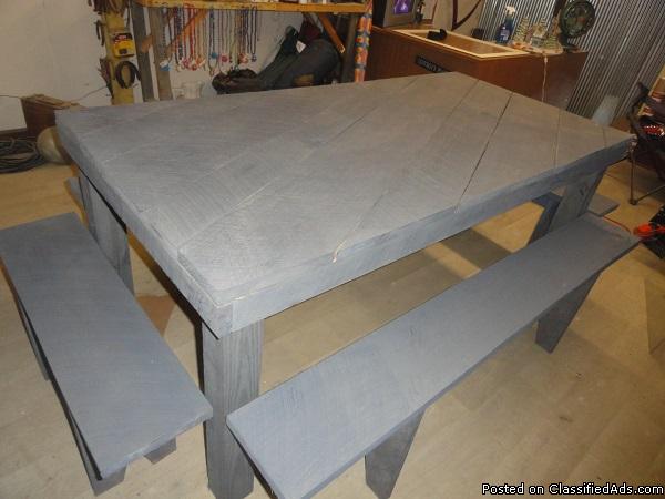 RUSTIC KITCHEN TABLE/BENCHES, 2