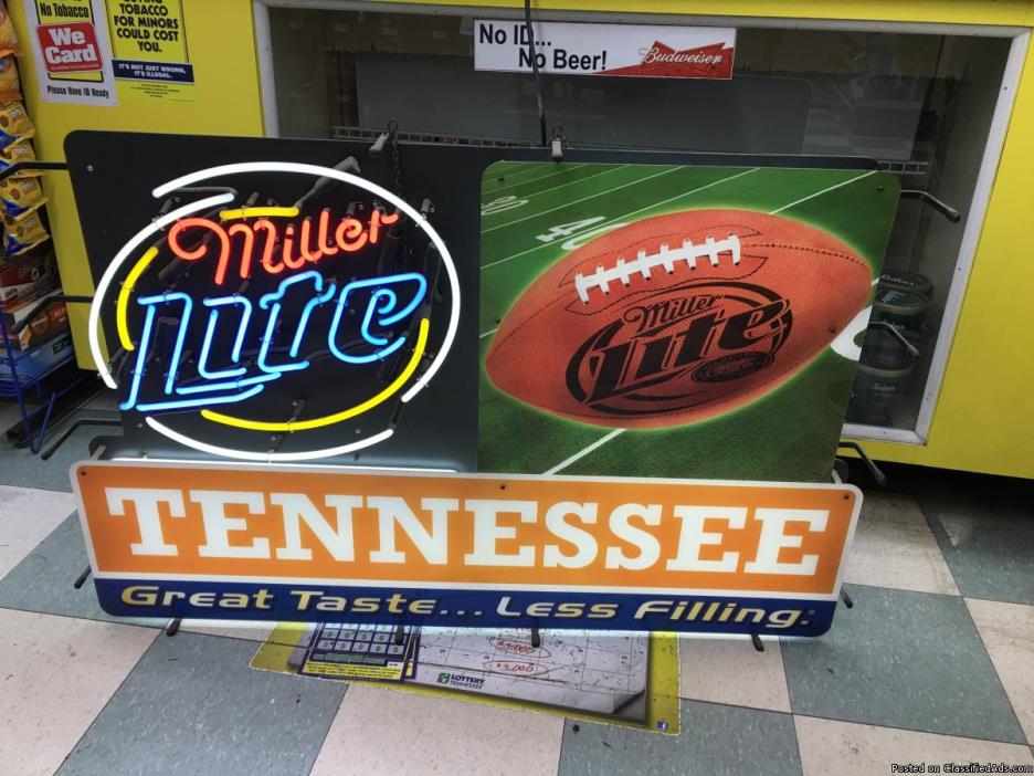 Miller lite Tennessee football neon sign, 0