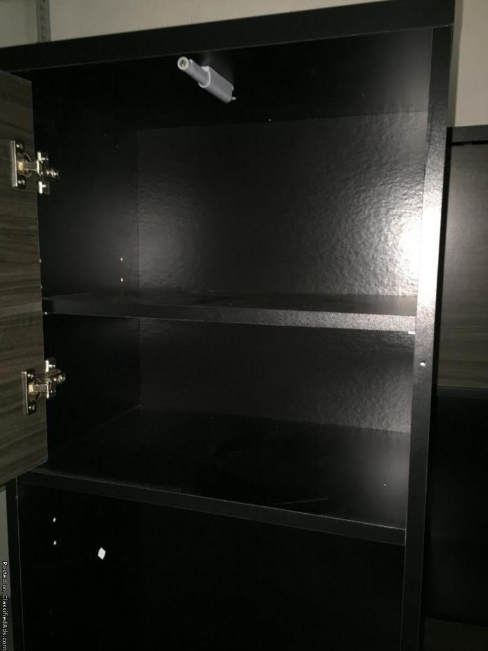 Black bookcase/shelves, 1