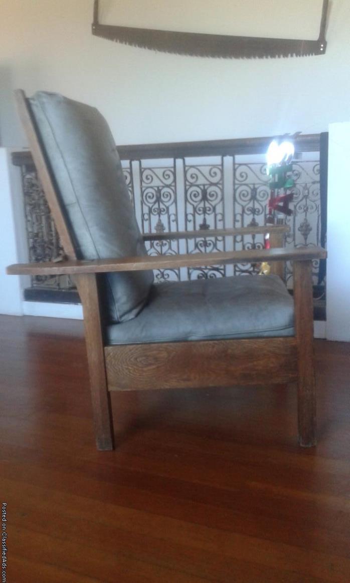 L & JG Stickley Signed Reclining Arts & Crafts Antique Morris Chair, 1