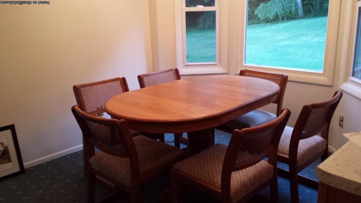 OAK TABLE and CHAIRS, 1