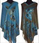 Double-Side Butterfly Pashmina Scarf Wrap Shawl Blue