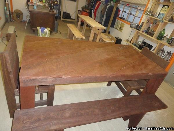 RUSTIC KITCHEN TABLE/BENCHES, 1