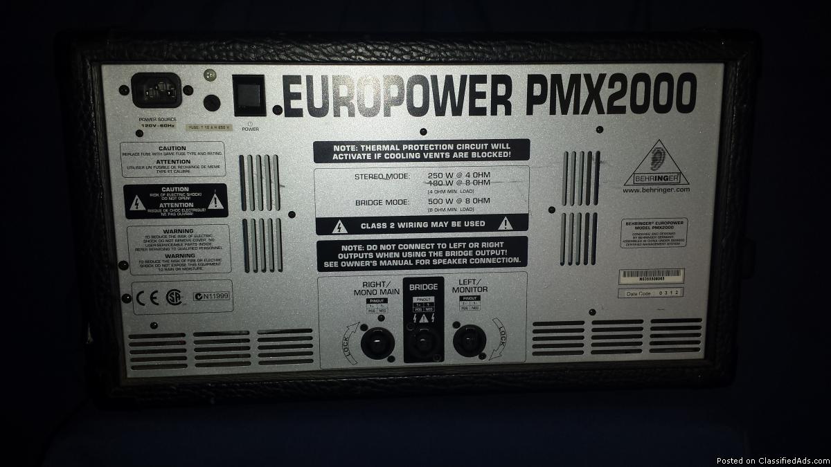 BEHRINGER  PMX2000 10 CH POWERED MIXER, 1