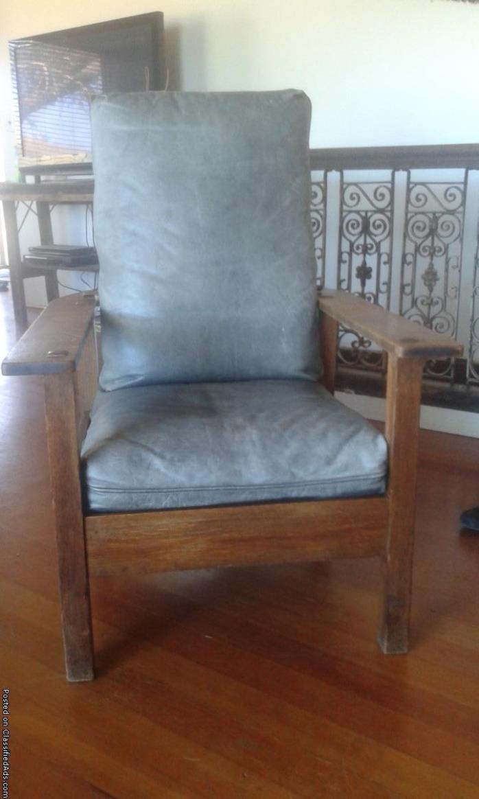 L & JG Stickley Signed Reclining Arts & Crafts Antique Morris Chair, 0