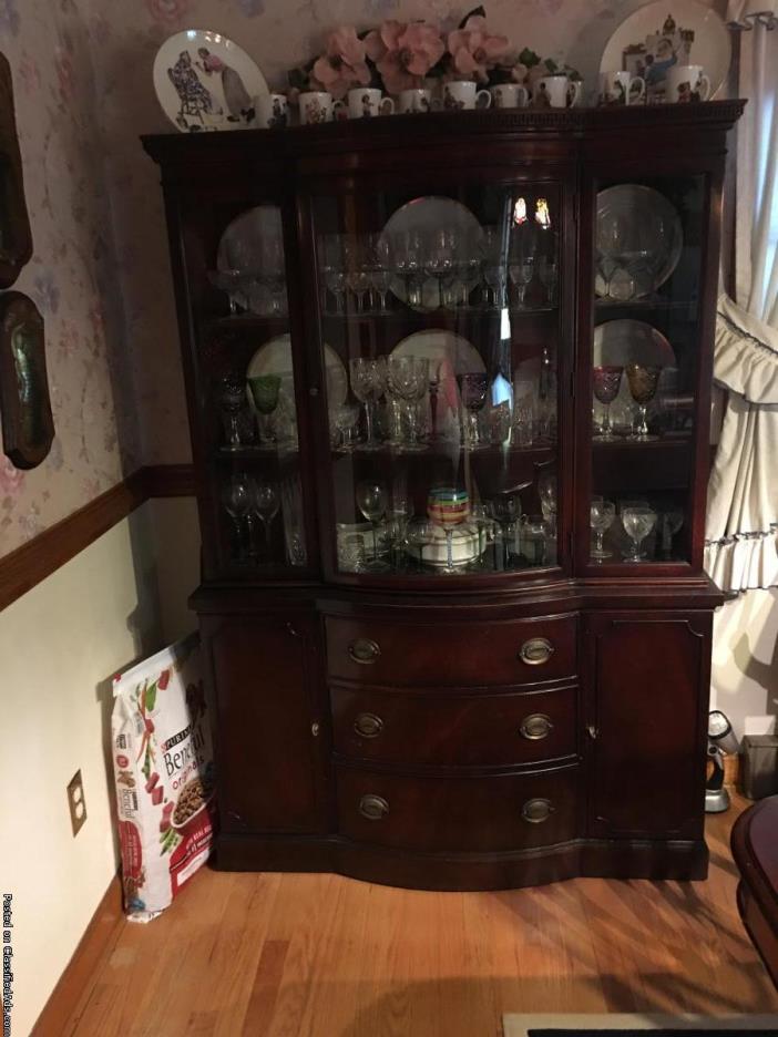 Mahogany Dining Table, 6 chairs, China Cabinet, and Buffet, 1
