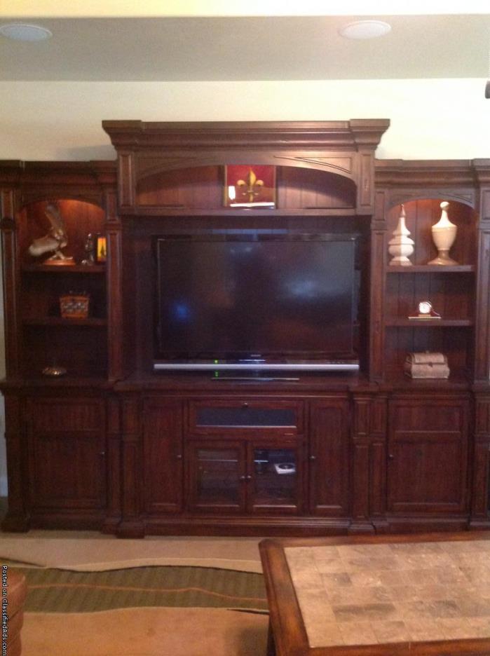 Solid wood entertainment center, 2